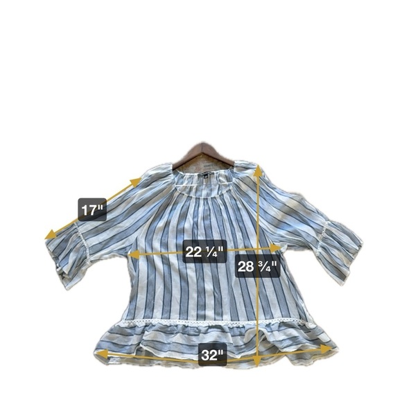 Off The Shoulder Stripe Eyelet Bell Sleeve Zac & Rachel Size 2X Plus Blouse - Picture 11 of 11